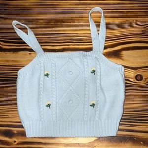 knit cropped tank top with flowers